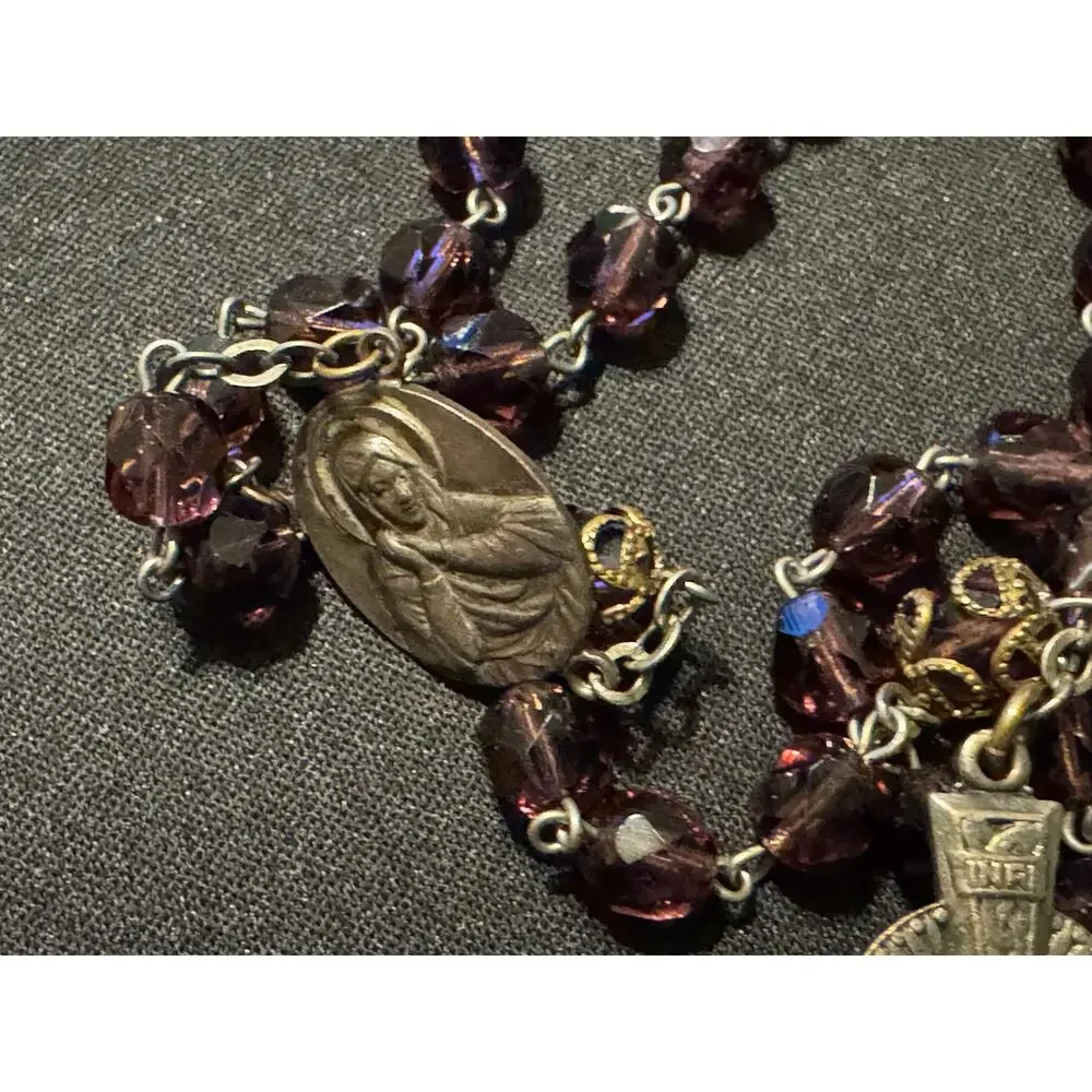 40in Garnet Rosary Vintage